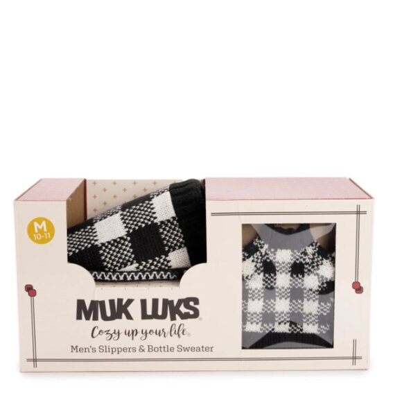MUK LUKS Men's Rib Knit Scuff Slipper with Matching Bottle Sweater NWT - Picture 2 of 8